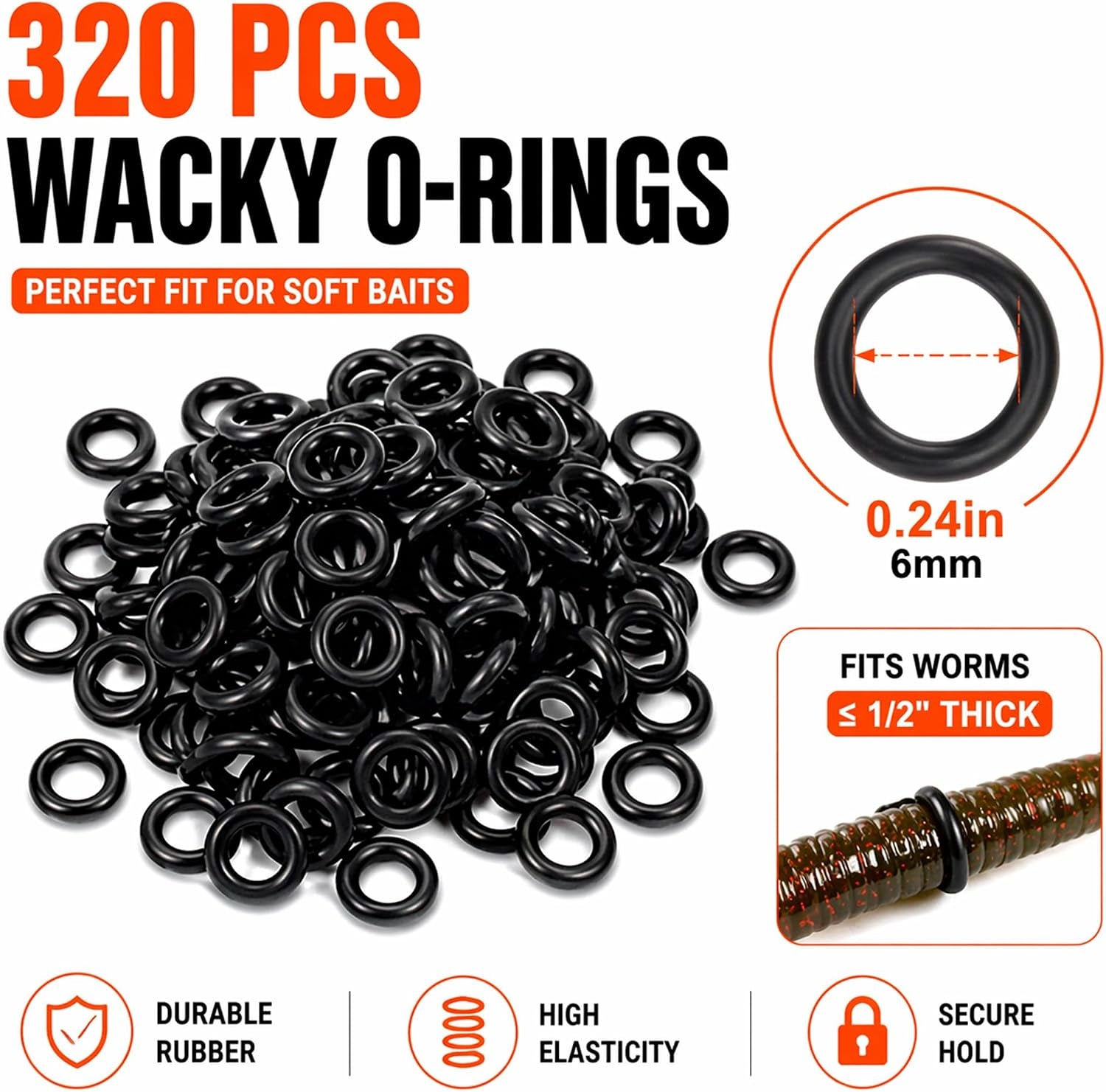 Wacky Rig Tools 2 Pcs with 320 Pcs Wacky O-Rings,  Wacky Worm Tools for Fishing Worm Rig Kits Fishing Rigging Utensil for Clip Baits Utensil with Keychain