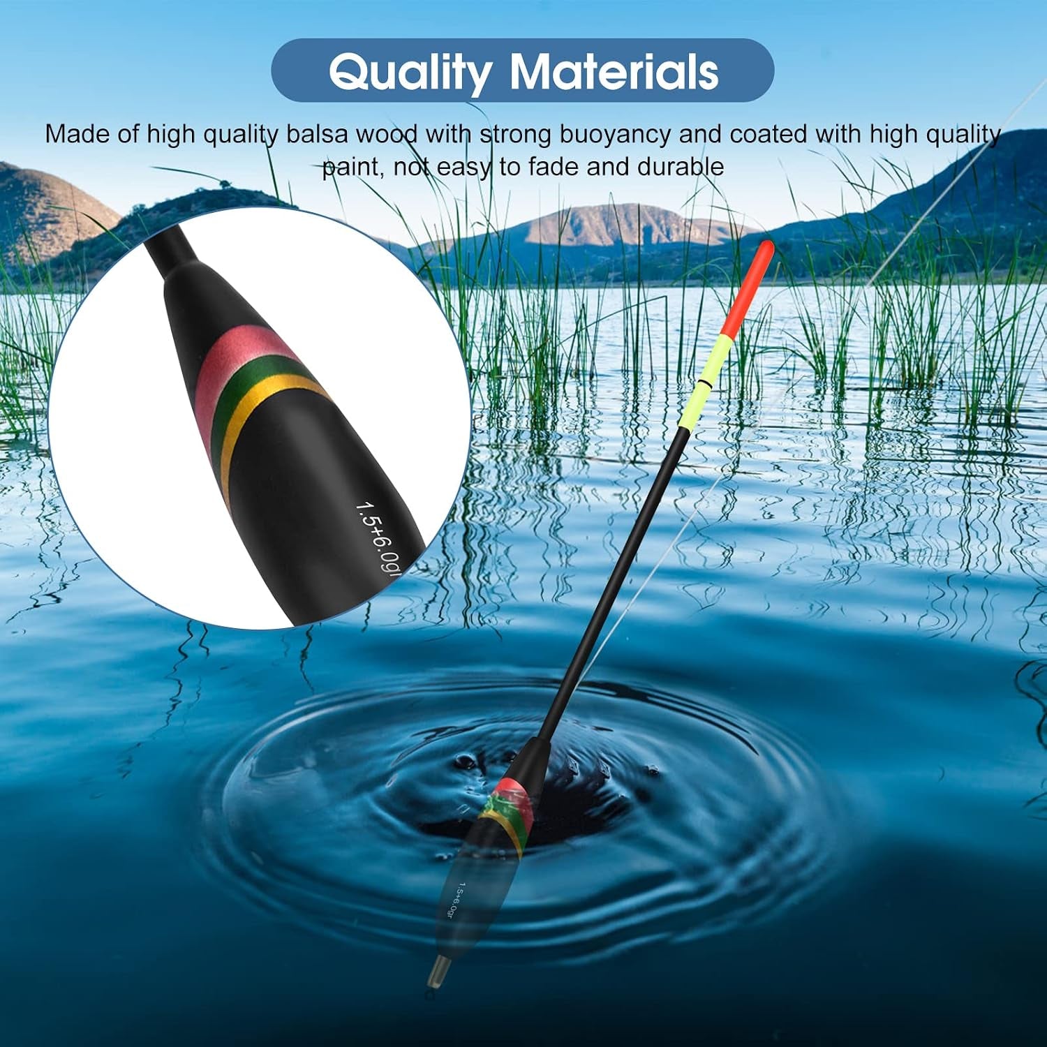 Fishing Floats and Bobbers - 3Pc Slip Bobbers for Crappie, 1.5+6G, 1.5+5G, 1.5+4G