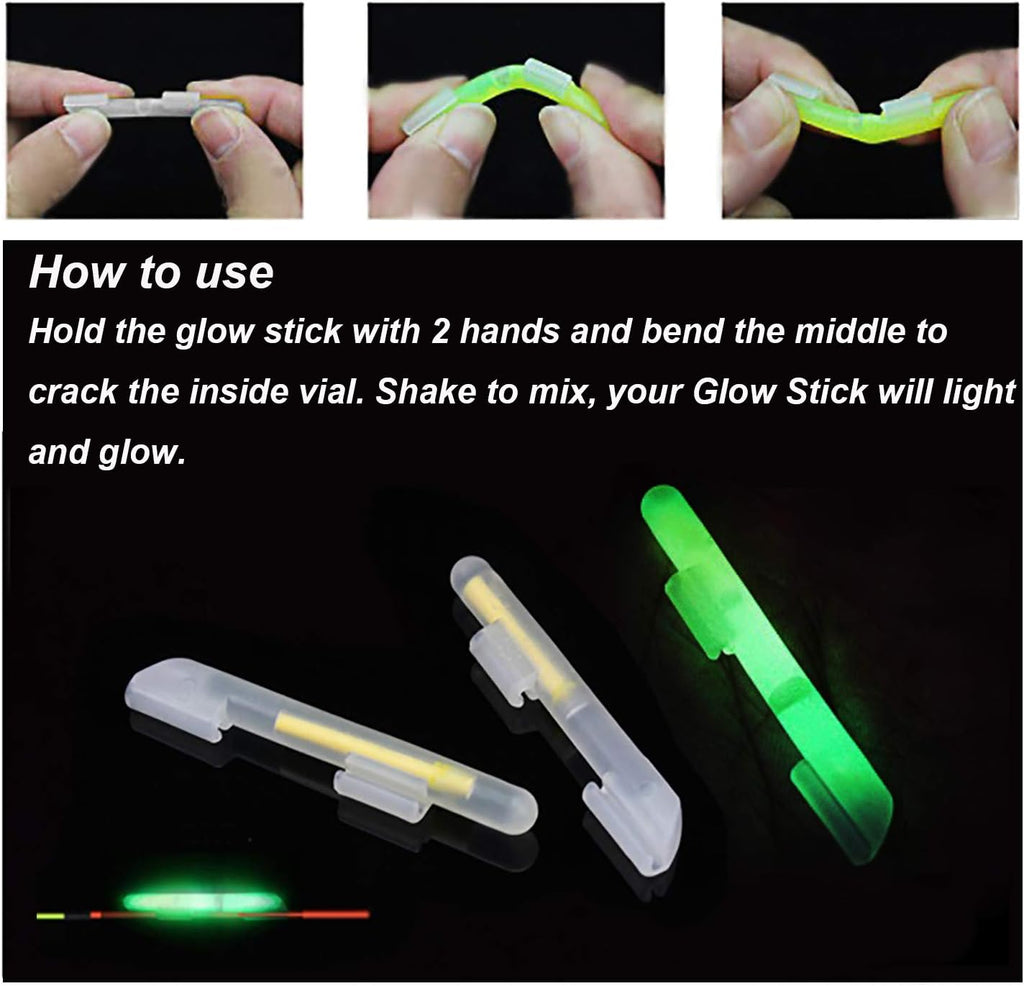 Fishing Glow Sticks Rod Tip Glow Sticks Fishing Rod Floats Glow Stick Fishing Rod Night Fishing Light Fishing Green Fluorescent Light 100Pcs(50Bags) #M #L #XL