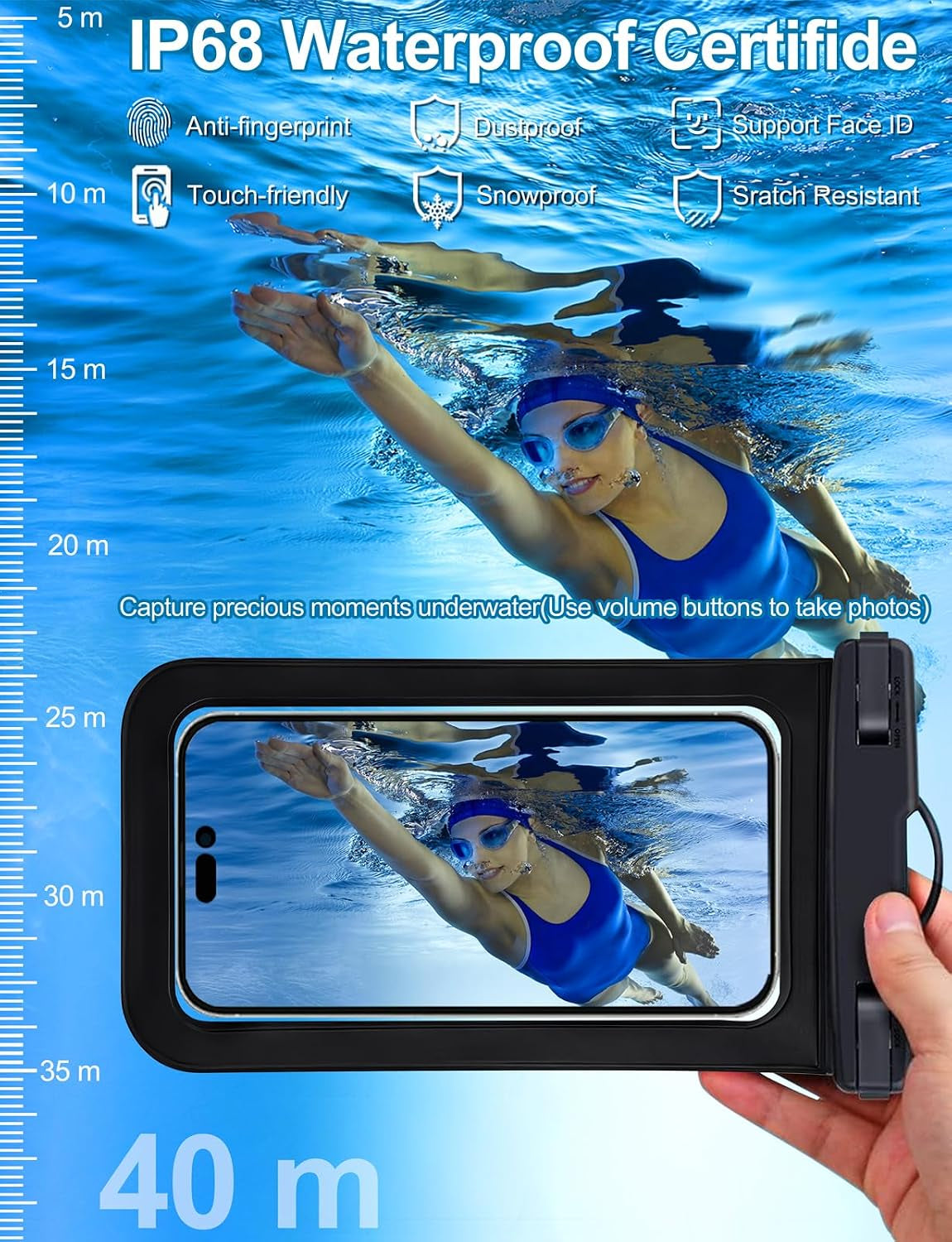 Waterproof Phone Pouch,2 Pack White Phone Waterproof Case,Cell Phone Dry Bag,Protection Level: Ip68,Beach Cruise for Apple Iphone,Samsung,And More,Lanyard Included,(Fits up to 8.3”),White