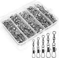 200PCS Ball Bearing Barrel Snap Swivels, Heavy Duty Fishing Swivels with Safety Snap, Anti-Tangle Fishing Tackle Connectors for Freshwater Saltwater Lures Hooks