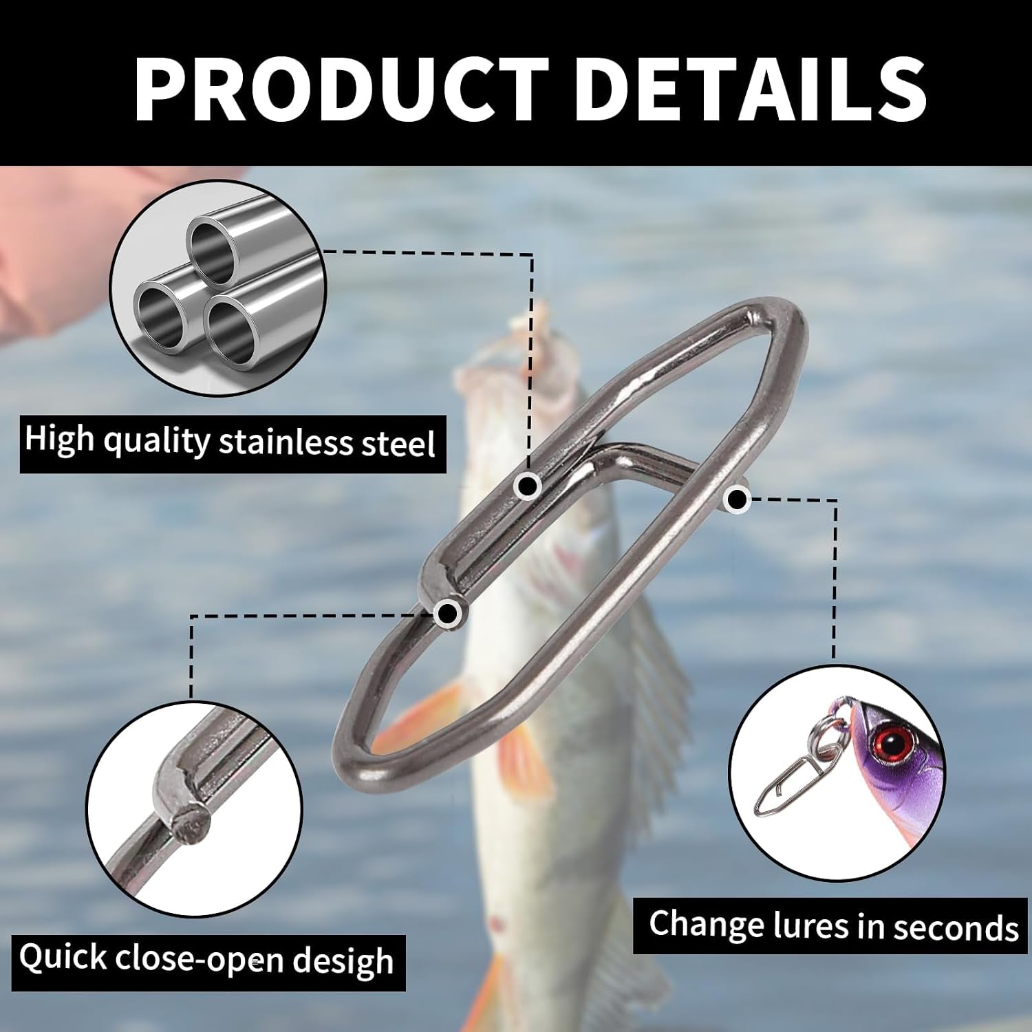 330Pcs Speed Clips for Fishing Lures, Fishing Clips Quick Change Speed Clips for Freshwater Saltwater Crankbait Popper Lures Fast Link Snap Connector
