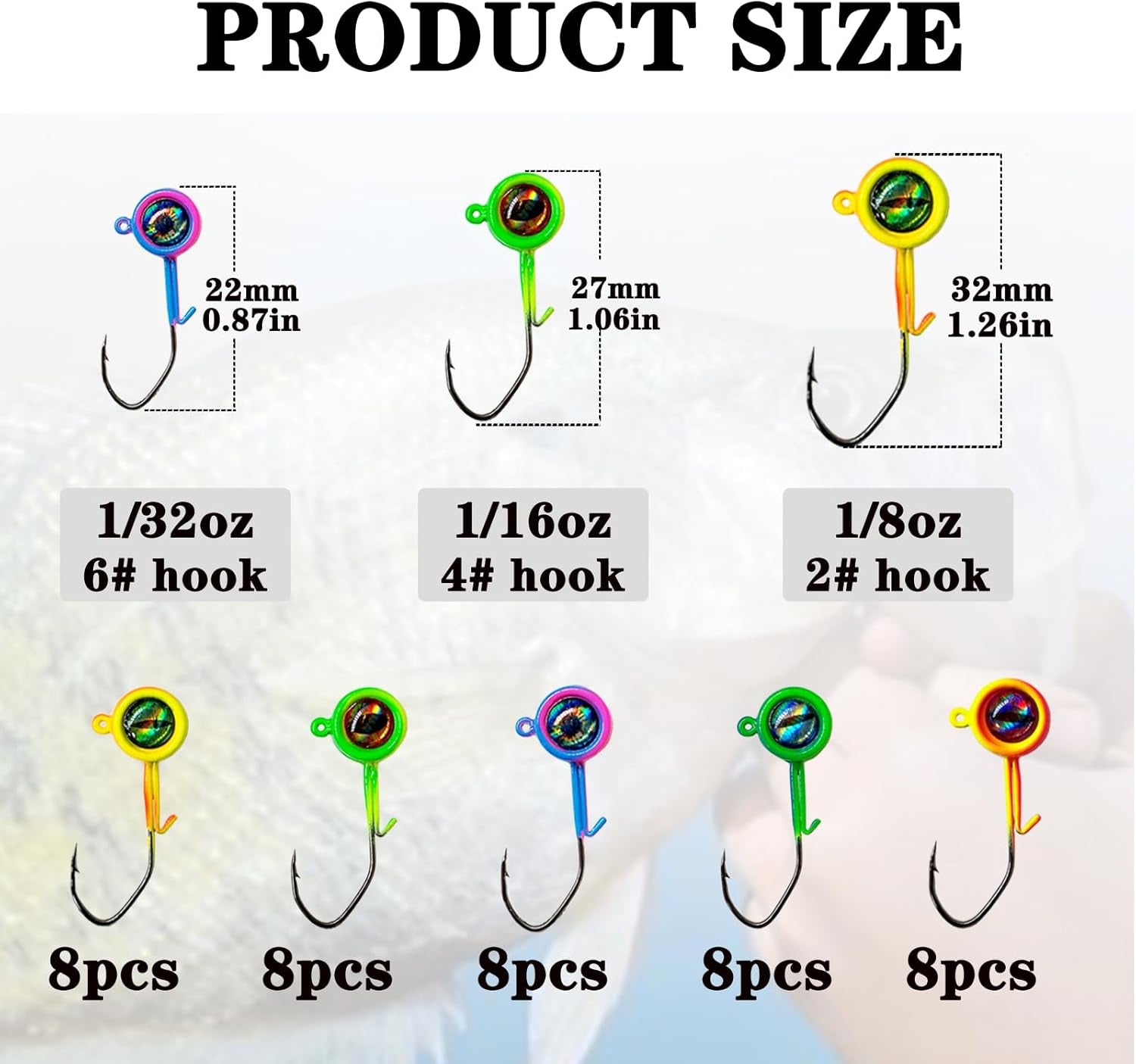 Crappie Jig Heads, 40Packs Fishing Jig Heads Hooks Swimbait Jig Head 1/32Oz 1/16Oz 1/8 Oz Fishing Jigs Heads for Crappie Bass Fishing