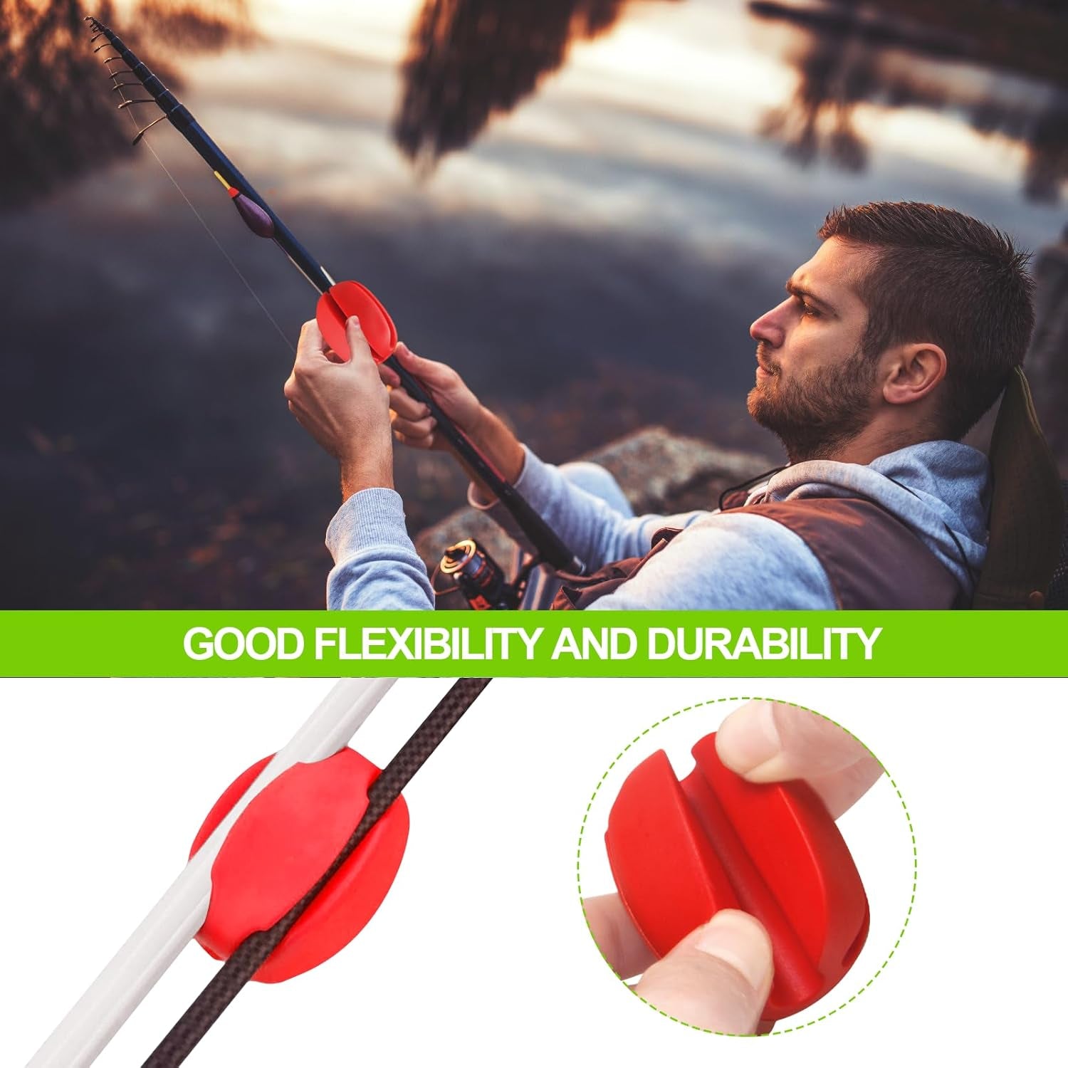 10 Pcs Silicone Fishing Rod Holder Straps Portable Fishing Rod Fixing Ball Comes with Fly Fishing Accessories for Fishing Enthusiasts(Polychromatic)
