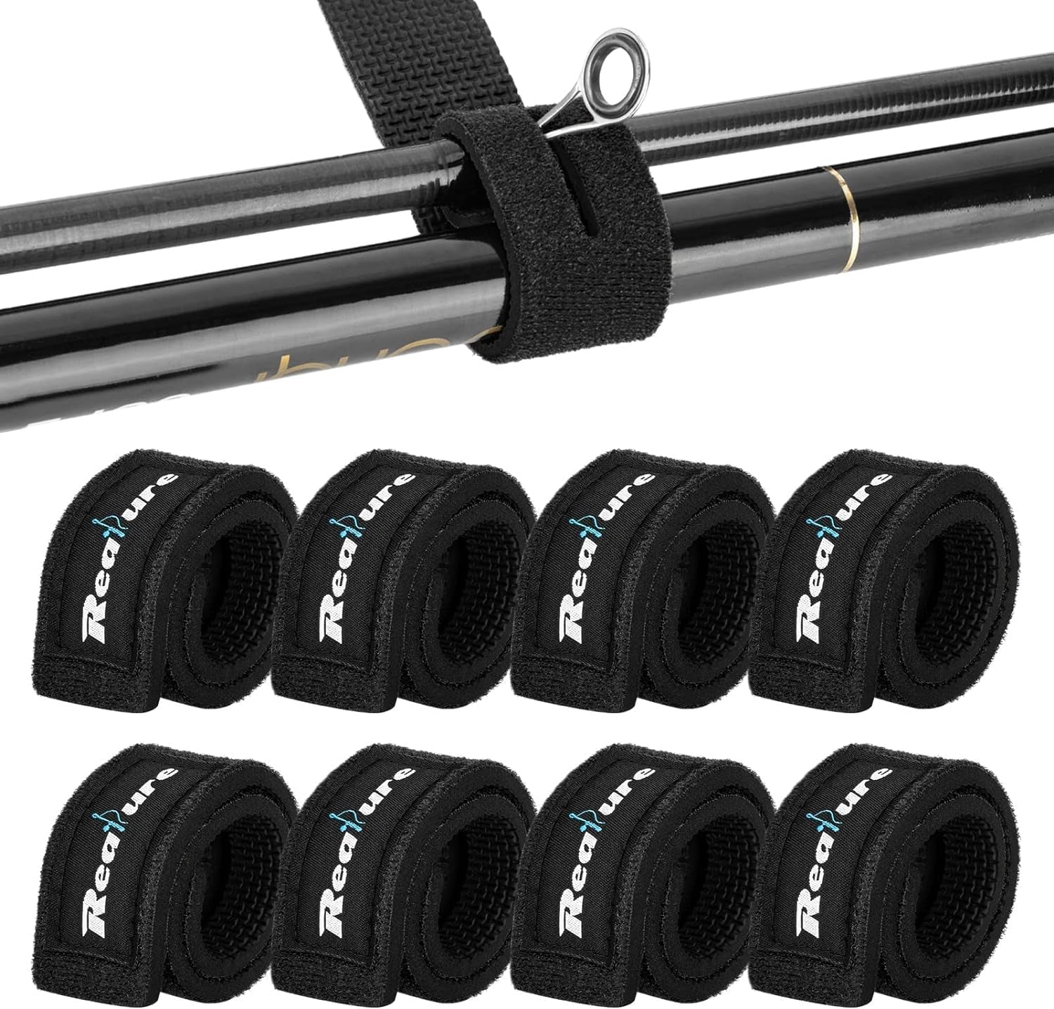 8 Pcs Fishing Rod Straps Adjustable Neoprene Ties Elastic Fishing Rod Tackle Belt Ties Casting Rod Straps for Fixed Casting Rods & Spinning Rods & Fly Rods Wrap Protectors