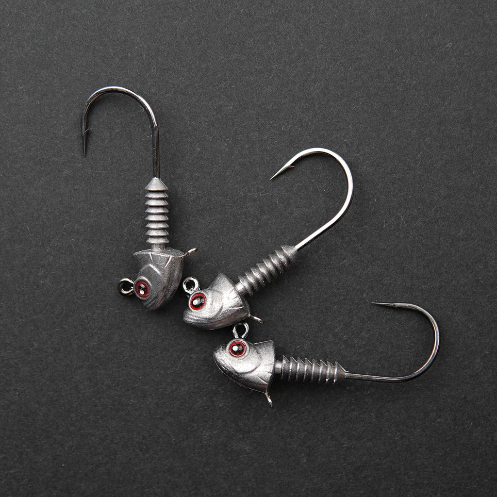 Swimbait Jig Heads with Stacked Cone Keeper, Minnow Style Eye Fishing Jighead 3/16 1/4 3/8 1/2Oz (15 Pcs)