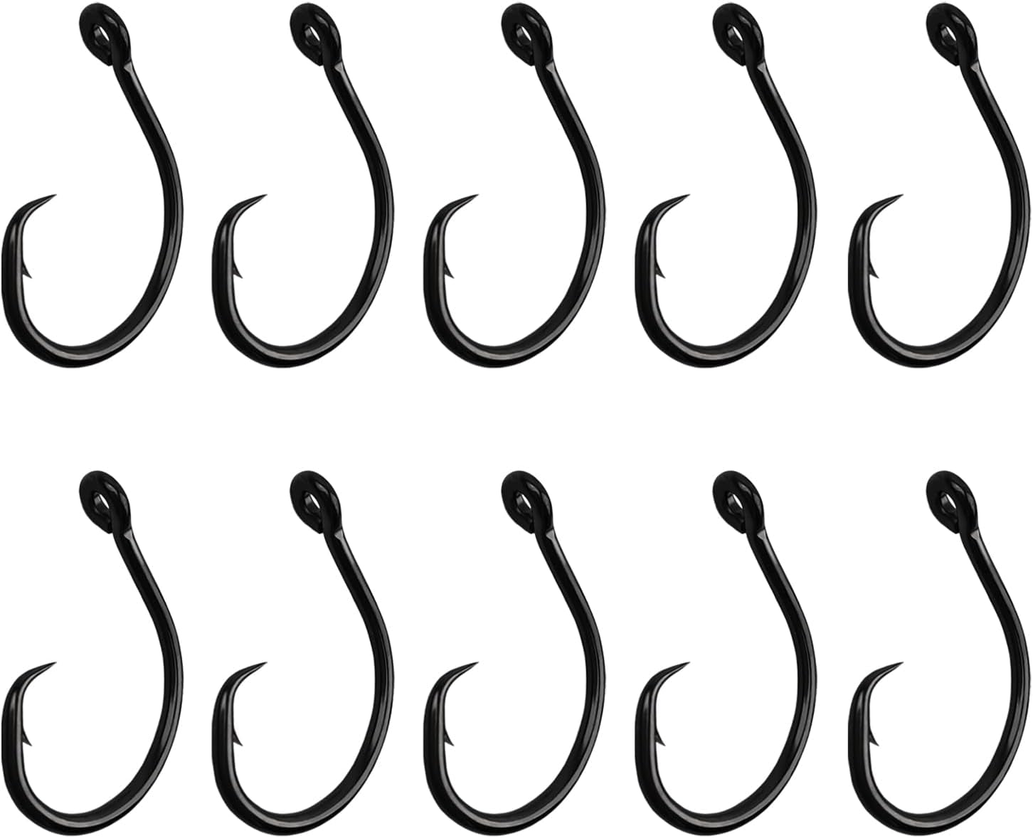 10PCS High-Carbon Steel Circle Hooks Barbed Fishing Hooks with Holes, Freshwater and Saltwater Fishing Hooks for Tuna, Catfish, Bass
