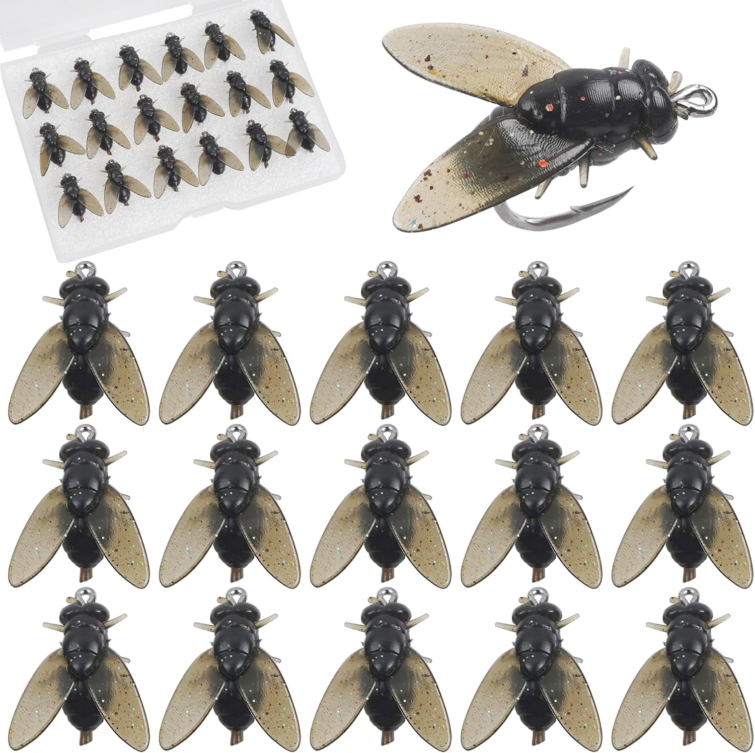 Bionic Fly Fishing Bait, Flies Fishing Lures Kit Trout Jigs Swimbaits Dry Flies Fly Fishing Lures Fish Attractant Fly Fishing Hook for Saltwater Freshwater Bass Panfish 15Mm