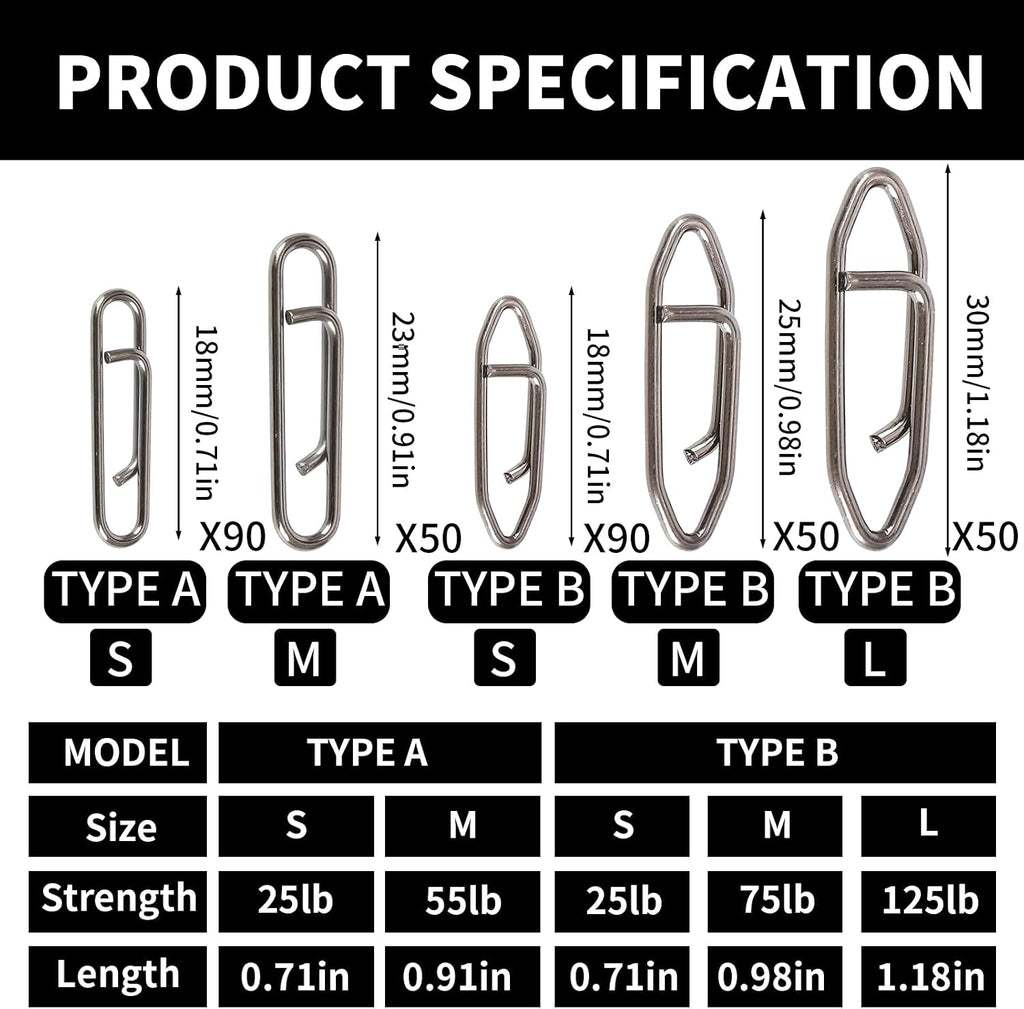 330Pcs Speed Clips for Fishing Lures, Fishing Clips Quick Change Speed Clips for Freshwater Saltwater Crankbait Popper Lures Fast Link Snap Connector