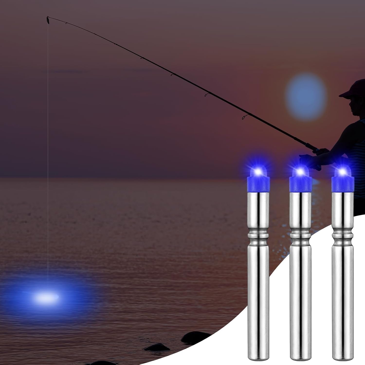 9 Pcs Fishing LED Bobber Light Replacement for Lures Fishing Glow Sticks Night Fish Light up Bobbers Floats and Rod Tips
