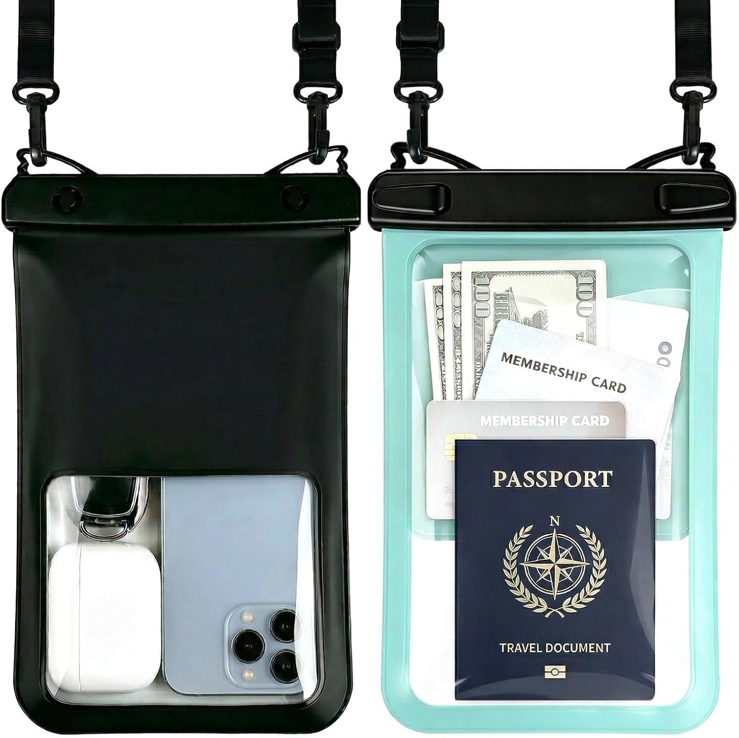 10 Inch Large IPX8 Waterproof Phone Pouch 2 Pack - Dual-Layer with Card Slot & Responsive Touch Screen for Underwater Photos Beach Cruise Travel Essentials for Iphone 17 16, for Galaxy S26