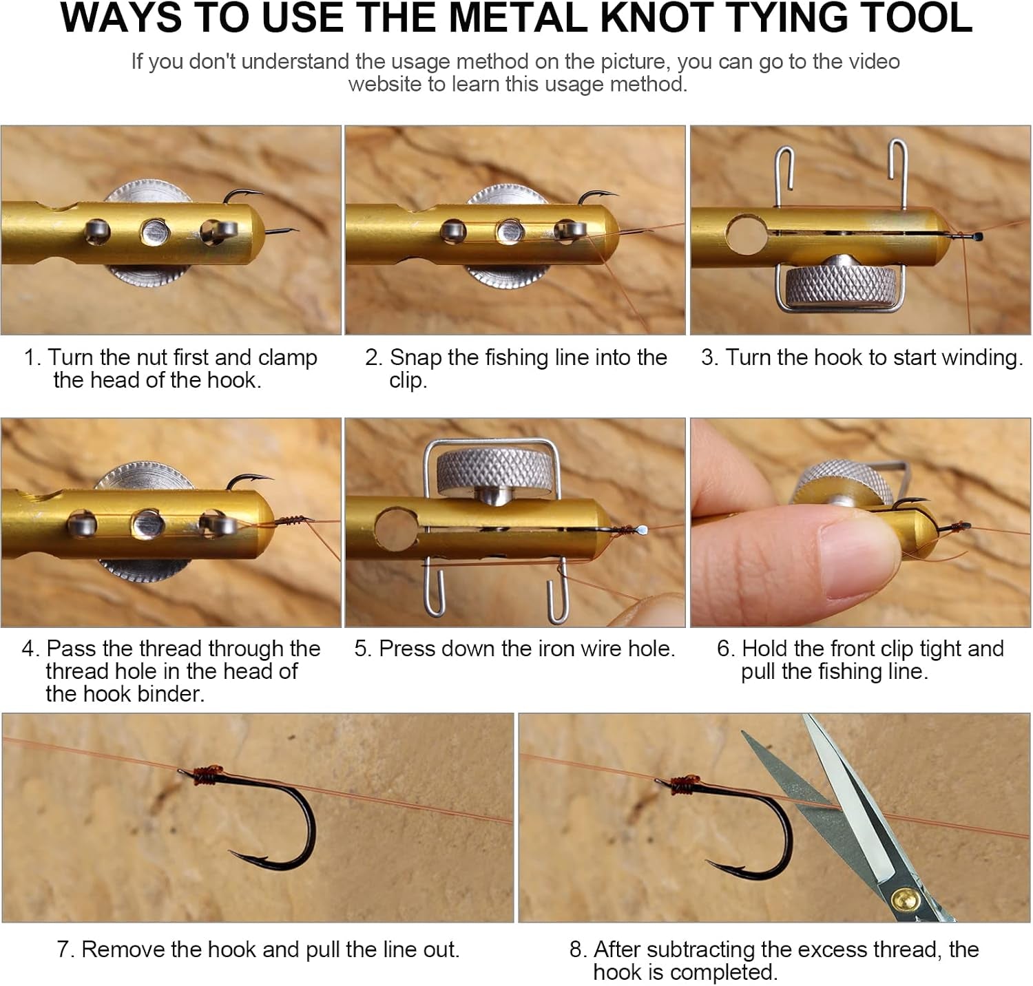 6 Pcs Fish Hook Line Quick Fishing Knot Tying Tool Kit with Disgorgers, Tie Fast Metal Fishing Line Tieing Tool, Portable Tying Knotting Tool for Fly Fishing Sea Fishing Casting Fishing