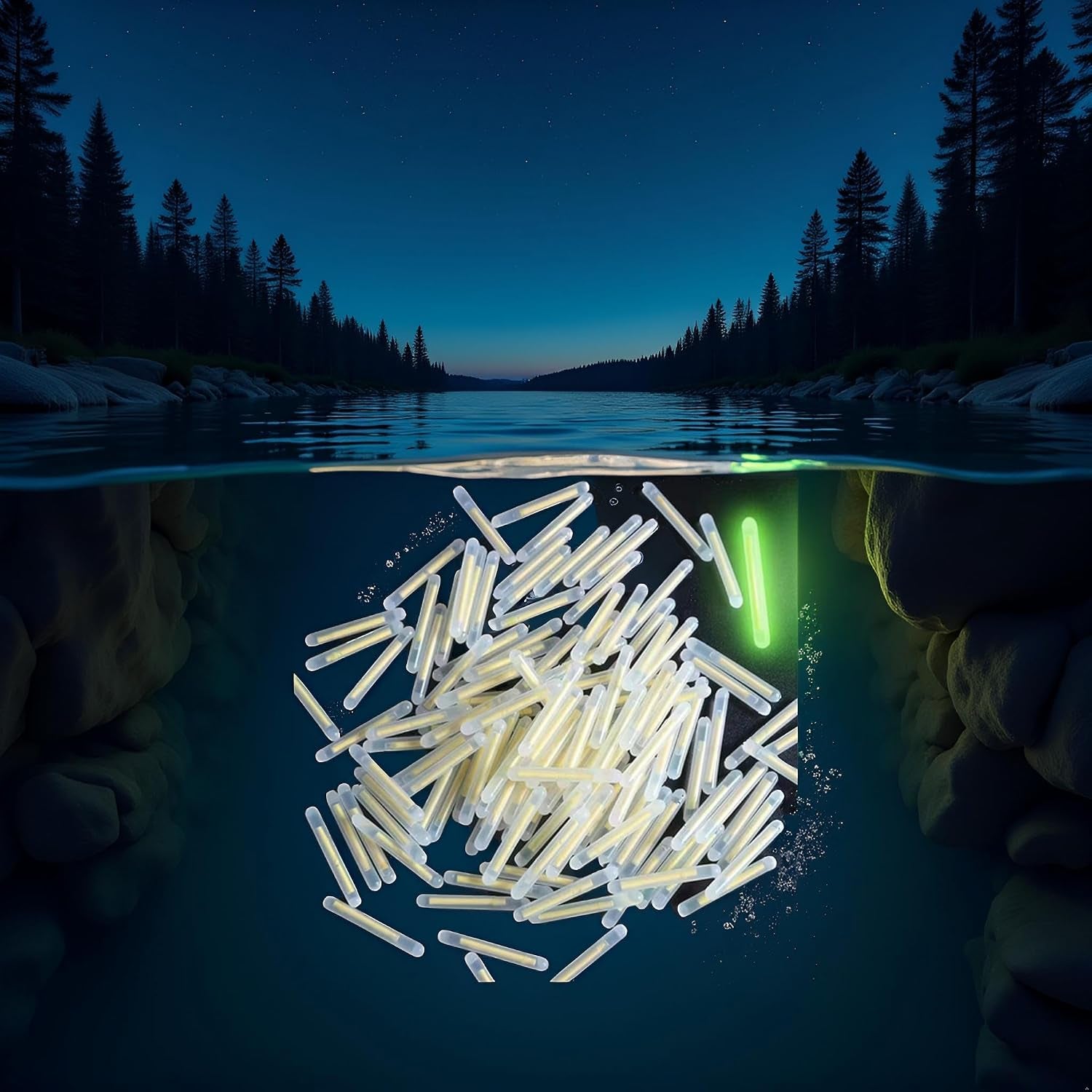 100Pcs Yellow 3Mm Fishing Float Light Stick Fluorescent Yellow Light,Fluorescent Dark Glow Sticks Float Corks, Night Fishing Fishing Floats Terminal Tackle and Accessories
