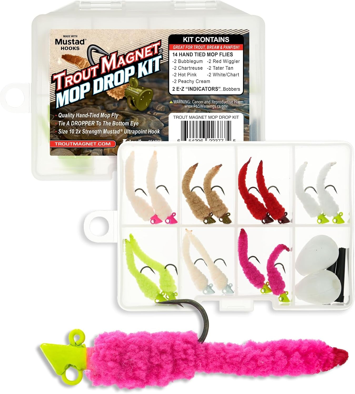- Mop Drop Kit - 14 Hand Tied Mop Flies - 2 E-Z Strike Indicators - Fly Fishing Trout Kit - Great for Trout and Panfish