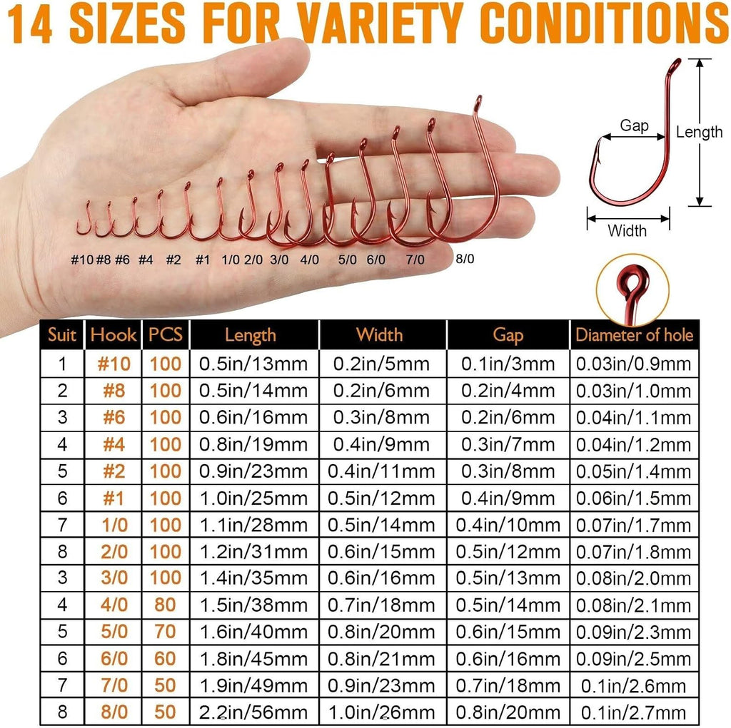 Octopus Hooks Fishing Hooks 50-100PCS Black Red Octopus Hooks for Saltwater Freshwater #10-8/0