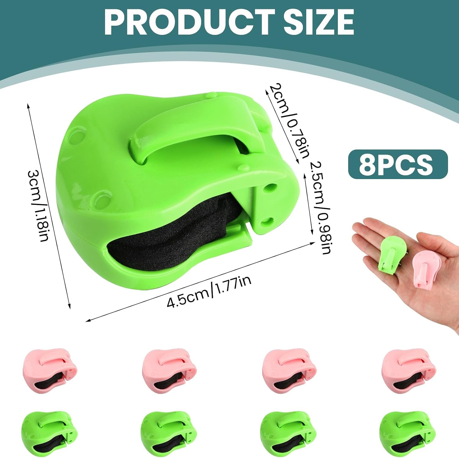 Fishing Rod Holder Clips, 8 Pack Portable Fishing Pole Holders for Beach & Ground, Durable ABS Rod Straps for Various Rod Sizes (4 Green ＆ 4 Pink)
