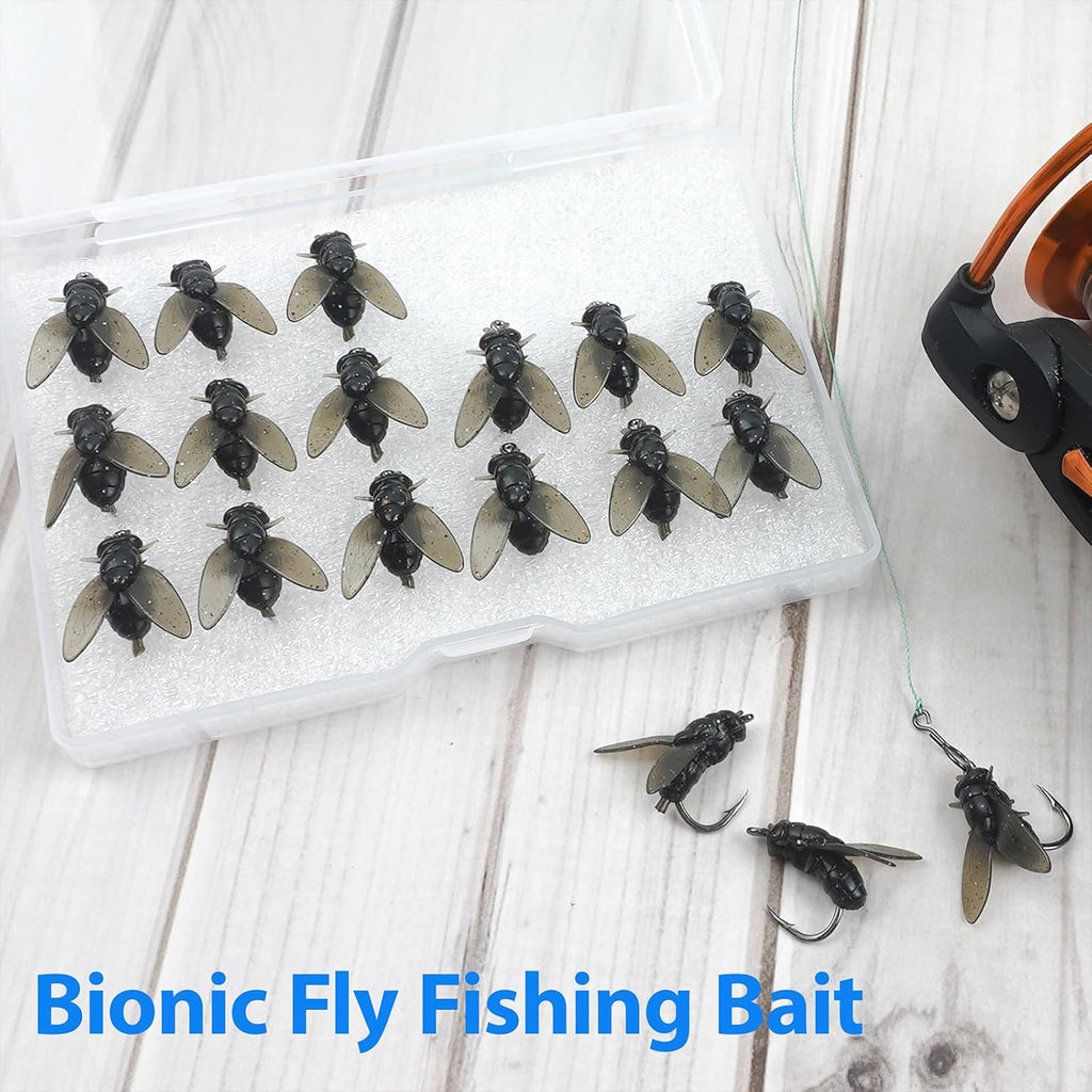 Bionic Fly Fishing Bait, Flies Fishing Lures Kit Trout Jigs Swimbaits Dry Flies Fly Fishing Lures Fish Attractant Fly Fishing Hook for Saltwater Freshwater Bass Panfish 15Mm