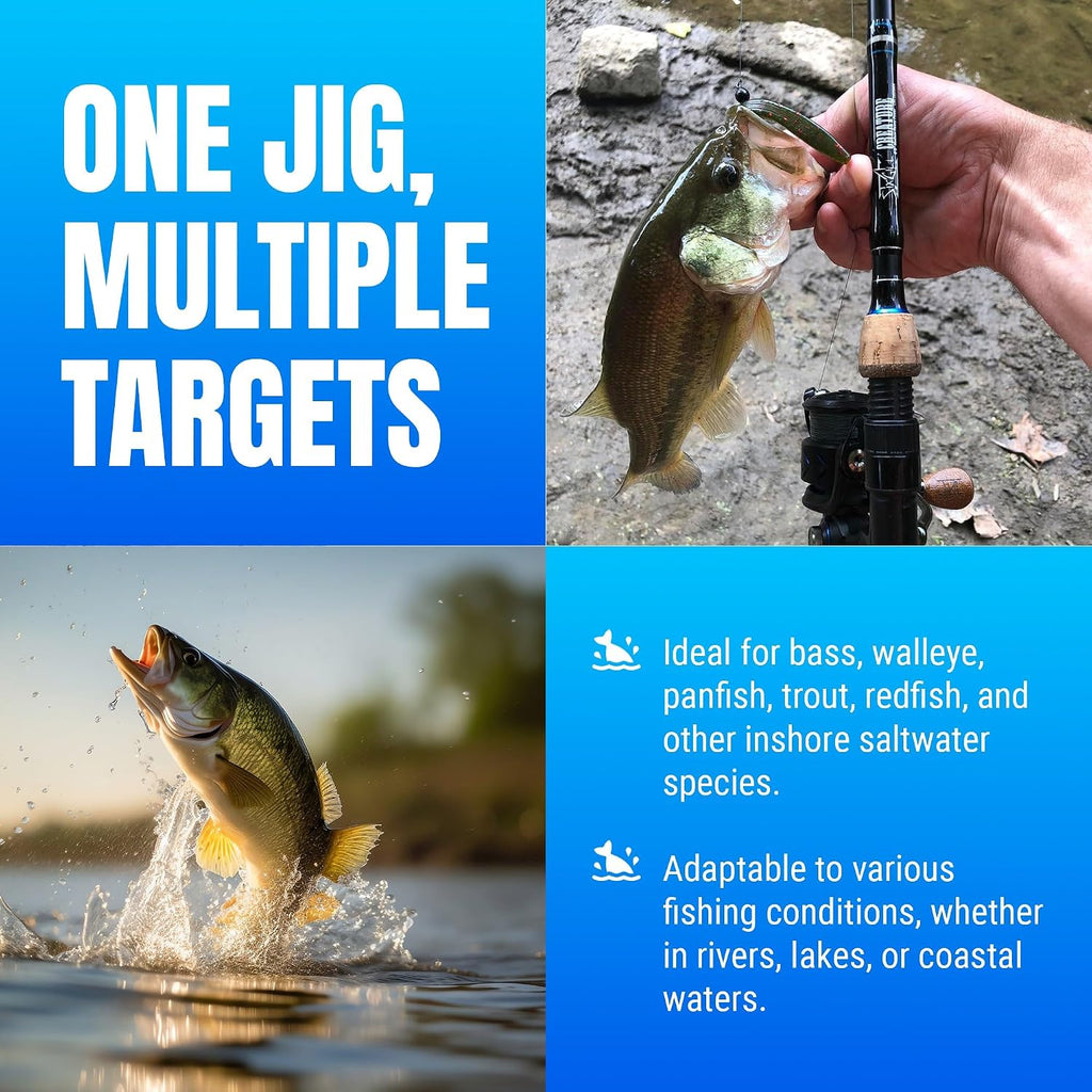 Ball Jig Heads - round Head Jigs for Bass, Walleye, Crappie and Panfish - Soft Plastic Jig Heads for Freshwater and Saltwater (10-Pack)