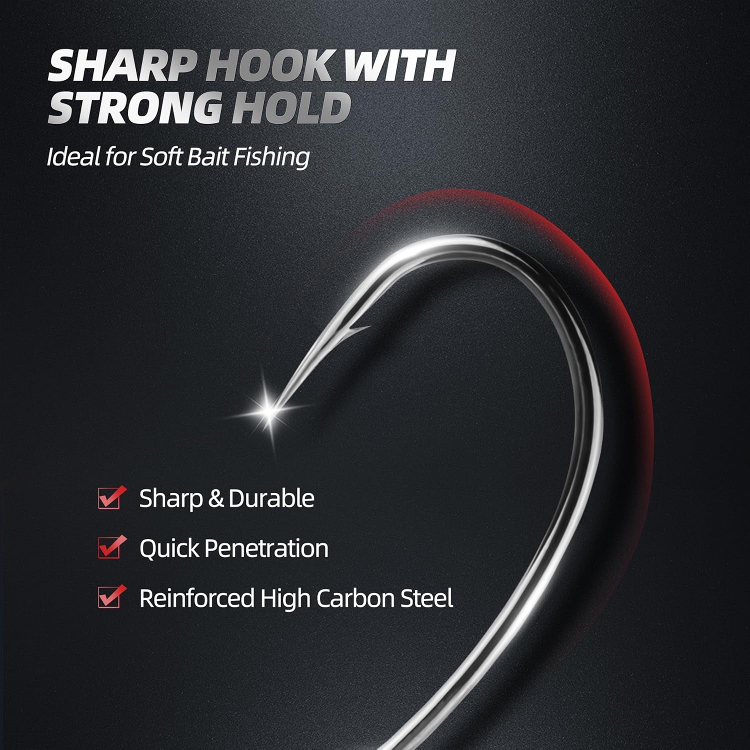 30PCS Drop Shot Offset Worm Hooks - High Carbon Steel Crank Hooks for Bass Fishing, Fits Palomar Knot & All Soft Plastics, Multi-Rig Weedless Fishing Hooks