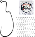 30PCS Drop Shot Offset Worm Hooks - High Carbon Steel Crank Hooks for Bass Fishing, Fits Palomar Knot & All Soft Plastics, Multi-Rig Weedless Fishing Hooks