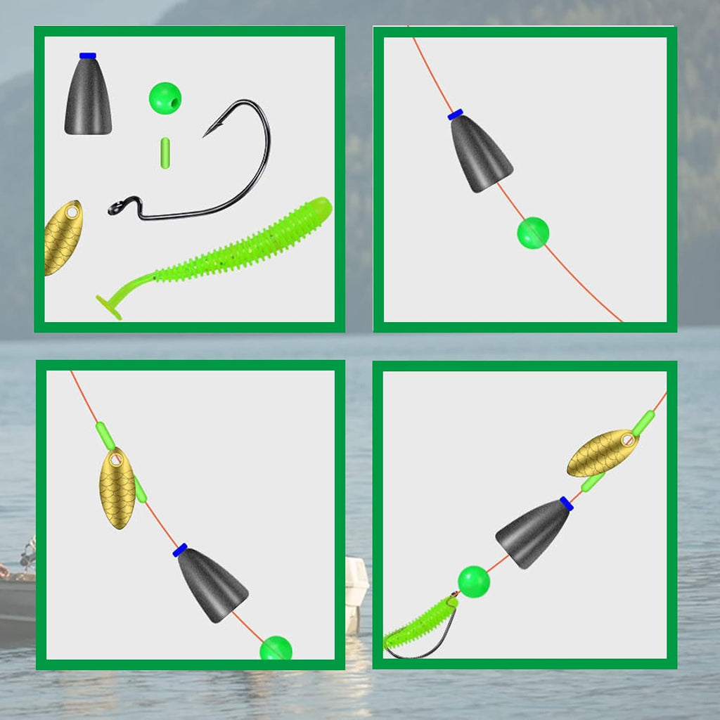 200Pcs 8Mm Glow Soft Plastic round Beads - Rubber Soft Beads Fishing Lures Accessories Box - Green Fishing Bait Eggs