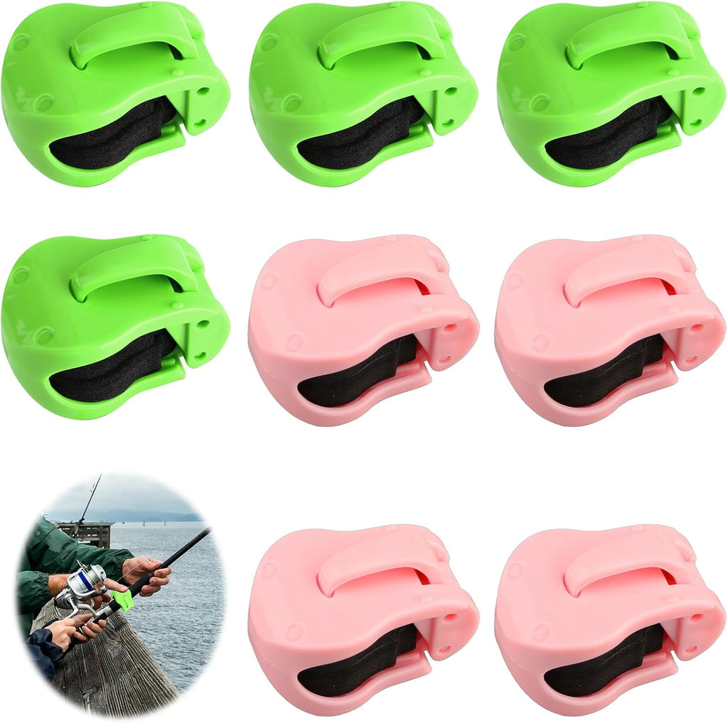 Fishing Rod Holder Clips, 8 Pack Portable Fishing Pole Holders for Beach & Ground, Durable ABS Rod Straps for Various Rod Sizes (4 Green ＆ 4 Pink)