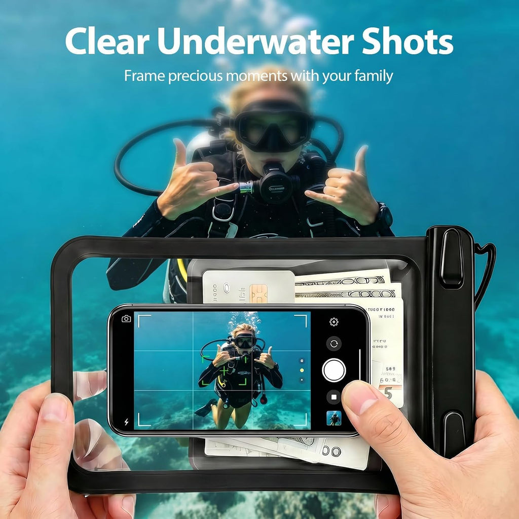 10 Inch Large IPX8 Waterproof Phone Pouch 2 Pack - Dual-Layer with Card Slot & Responsive Touch Screen for Underwater Photos Beach Cruise Travel Essentials for Iphone 17 16, for Galaxy S26