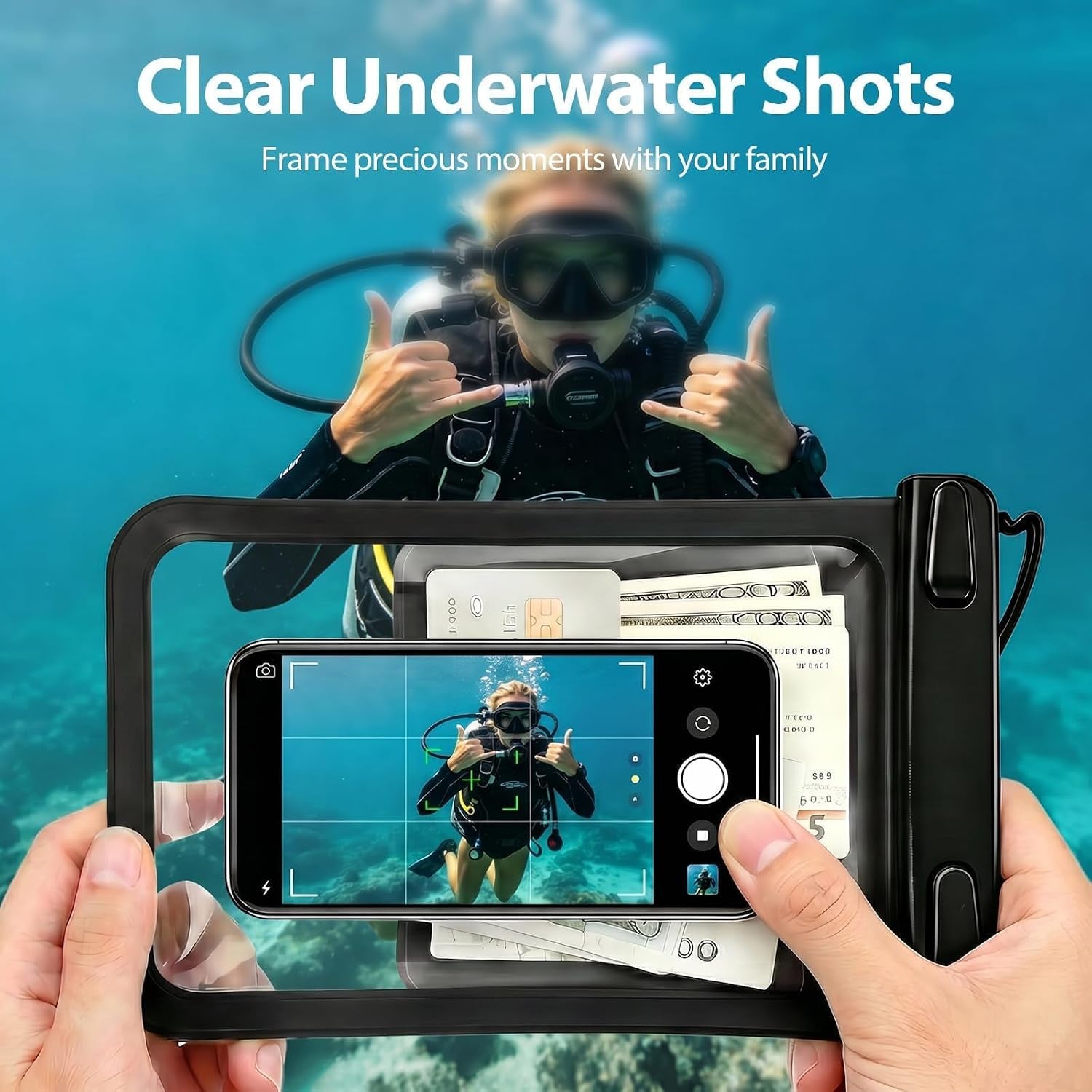 10 Inch Large IPX8 Waterproof Phone Pouch 2 Pack - Dual-Layer with Card Slot & Responsive Touch Screen for Underwater Photos Beach Cruise Travel Essentials for Iphone 17 16, for Galaxy S26