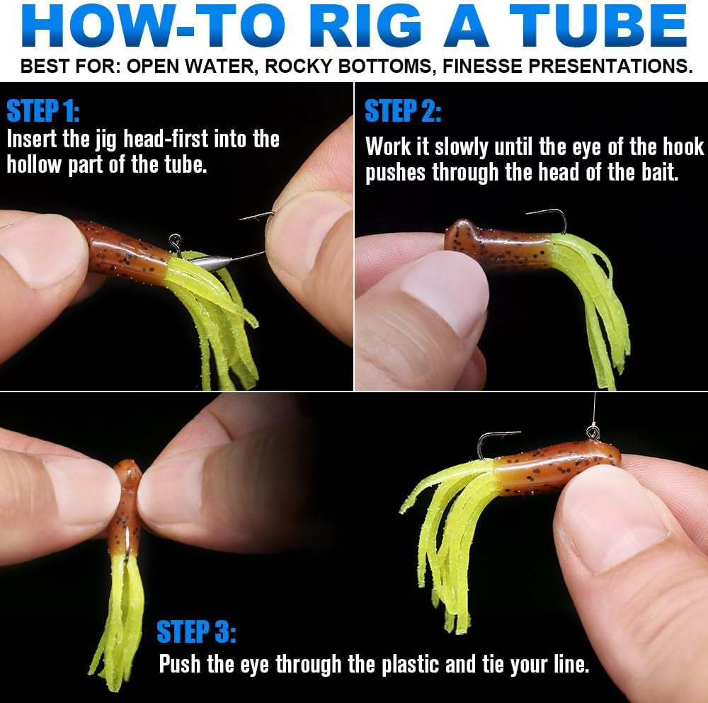 Tube Jig Heads for Crappie, Panfish, and Bass Fishing - 24 Pack
