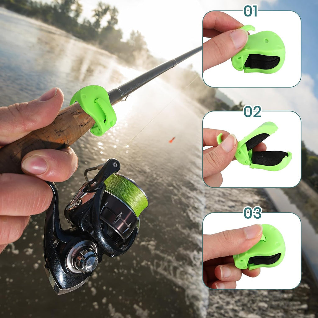 Fishing Rod Holder Clips, 8 Pack Portable Fishing Pole Holders for Beach & Ground, Durable ABS Rod Straps for Various Rod Sizes (4 Green ＆ 4 Pink)