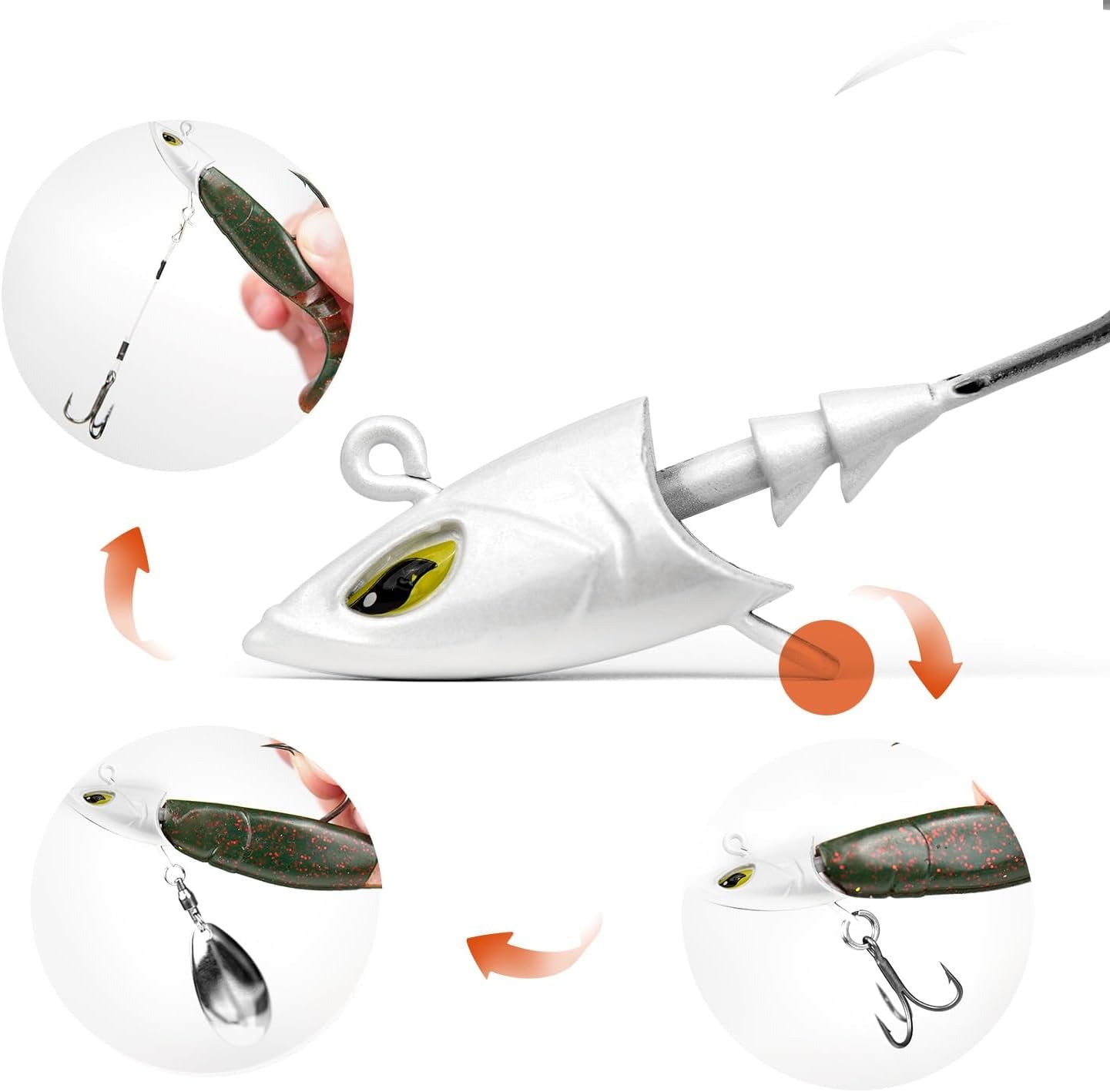 Saltwater Jig Head, Fish Eye Swimbait Jighead for Fishing Inshore/Offshore 1/2 3/4 1 1.5Oz with 7/0 Hooks for Redfish, Stripper, Seabass Etc.