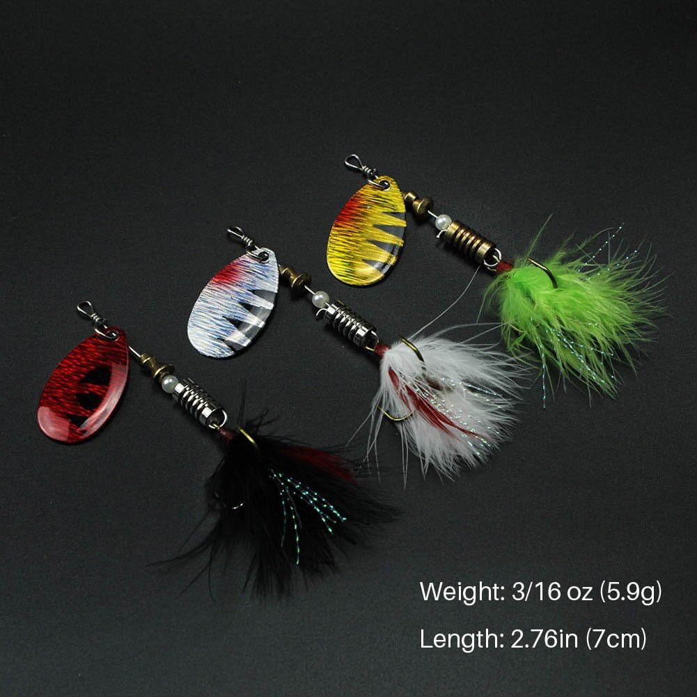 10Pcs Spinner Lures Baits with Tackle Box, Bass Trout Salmon Hard Metal Rooster Tail Fishing Lures Kit