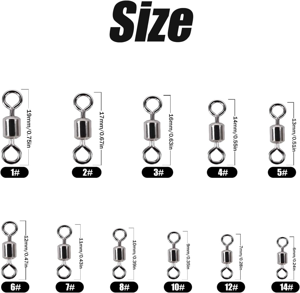 Ball Bearing Fishing Swivels Corrosion Resistant Barrel Swivel Tackle Swivel Gear for Freshwater and Saltwater Silver 100Pcs FS/ZH-01(10#)