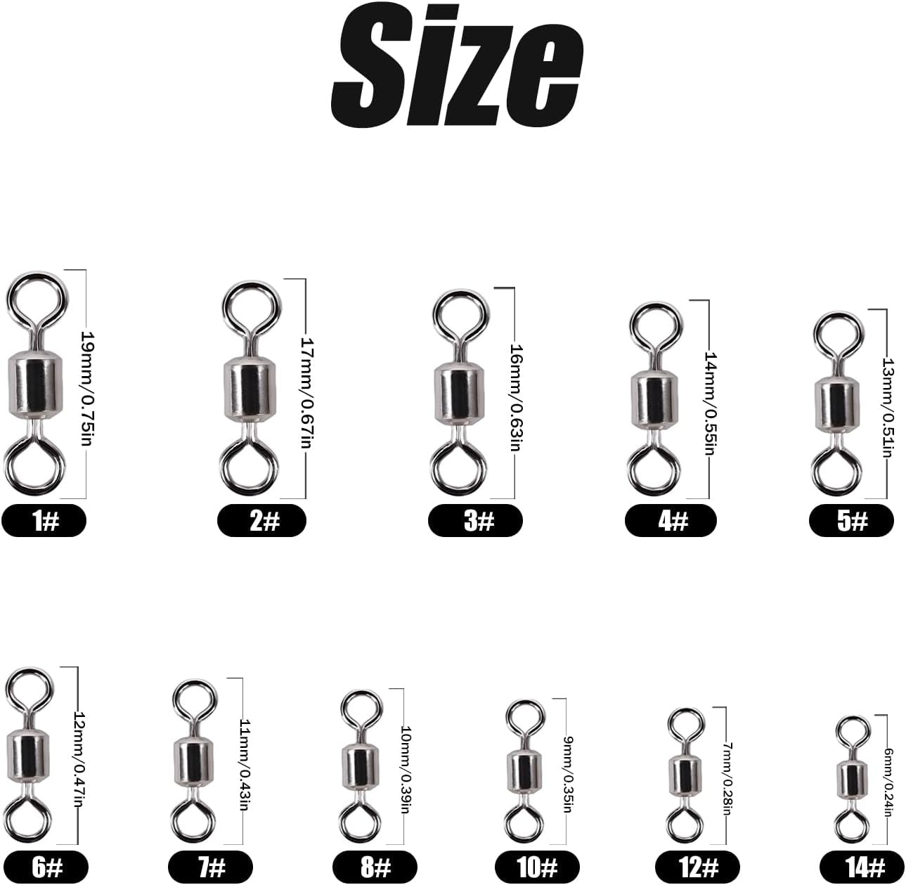 Ball Bearing Fishing Swivels Corrosion Resistant Barrel Swivel Tackle Swivel Gear for Freshwater and Saltwater Silver 100Pcs FS/ZH-01(10#)