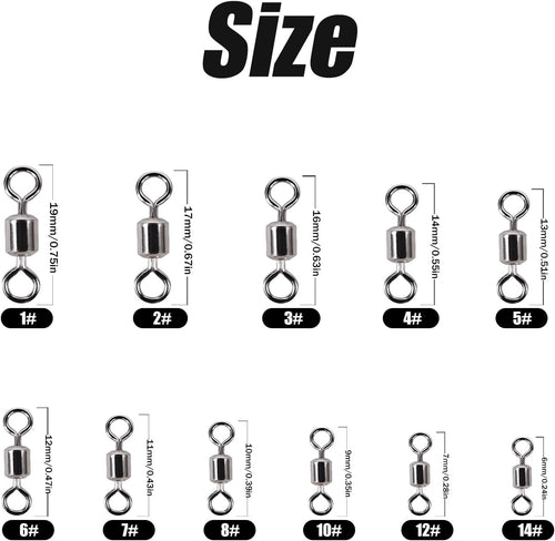 Ball Bearing Fishing Swivels Corrosion Resistant Barrel Swivel Tackle Swivel Gear for Freshwater and Saltwater Silver 100Pcs FS/ZH-01(10#)