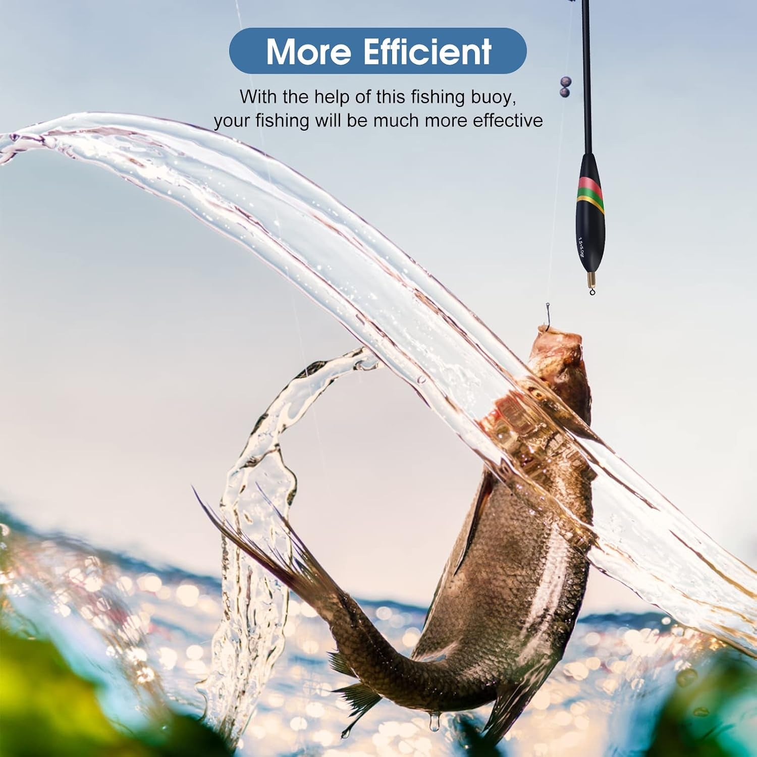 Fishing Floats and Bobbers - 3Pc Slip Bobbers for Crappie, 1.5+6G, 1.5+5G, 1.5+4G