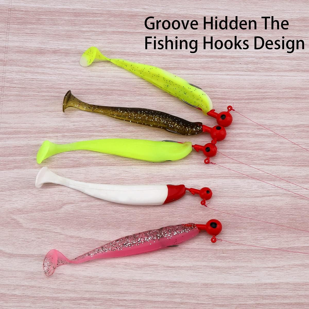 50Pcs Soft Fishing Lures, Plastic Fishing Baits & Tackle Box, Paddle Tail Swimbaits Soft Plastic Lures Kit for Bass Trout Walleye Crappie