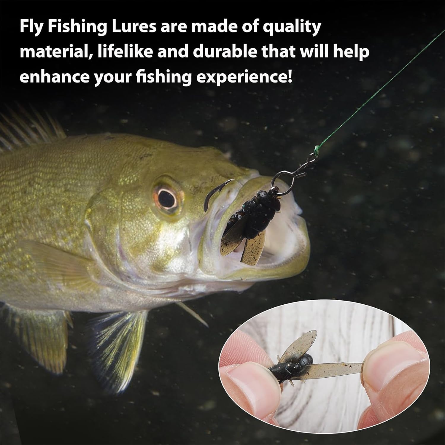 Bionic Fly Fishing Bait, Flies Fishing Lures Kit Trout Jigs Swimbaits Dry Flies Fly Fishing Lures Fish Attractant Fly Fishing Hook for Saltwater Freshwater Bass Panfish 15Mm