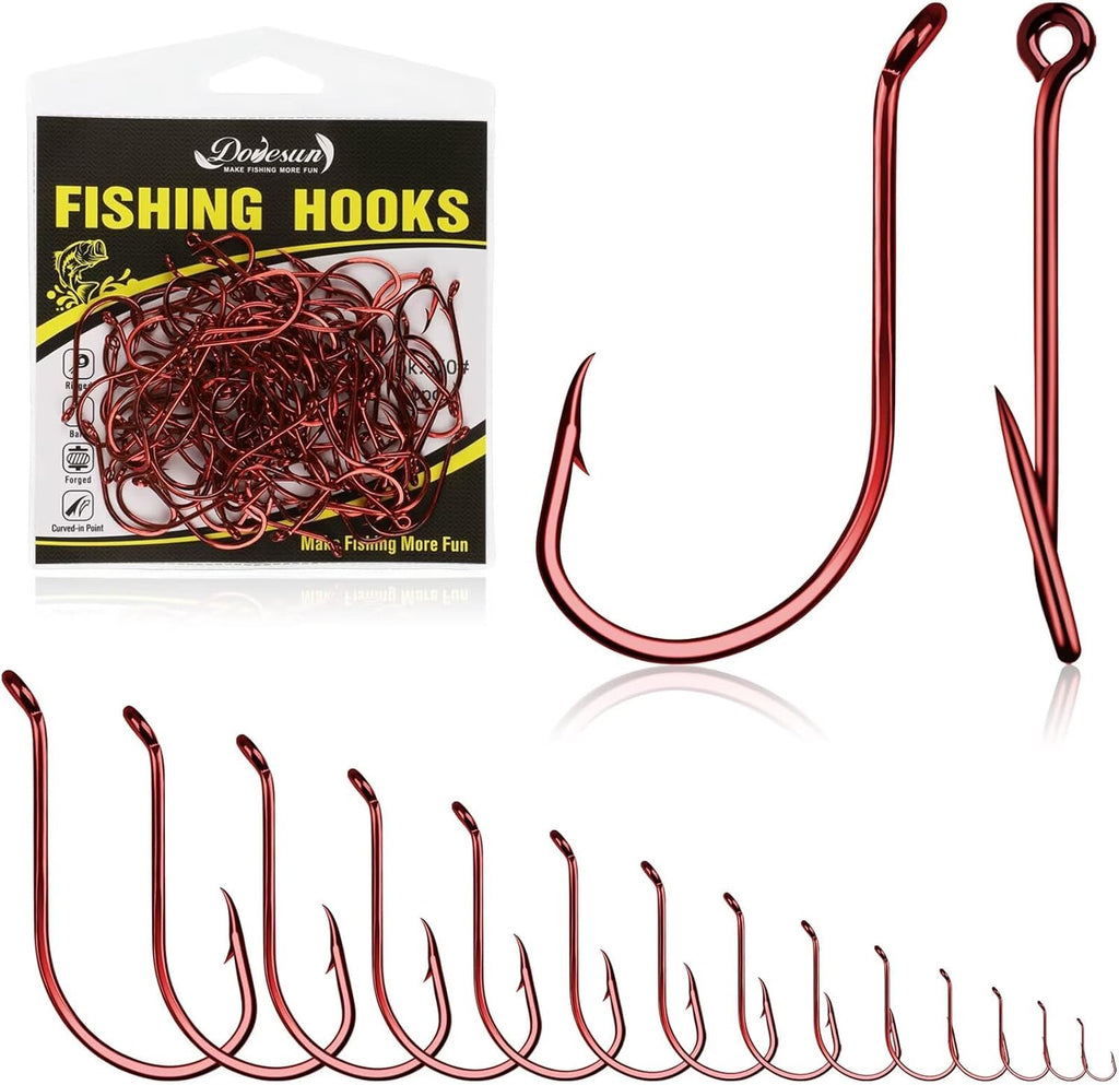 Octopus Hooks Fishing Hooks 50-100PCS Black Red Octopus Hooks for Saltwater Freshwater #10-8/0