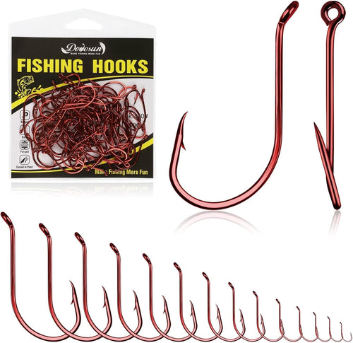 Octopus Hooks Fishing Hooks 50-100PCS Black Red Octopus Hooks for Saltwater Freshwater #10-8/0