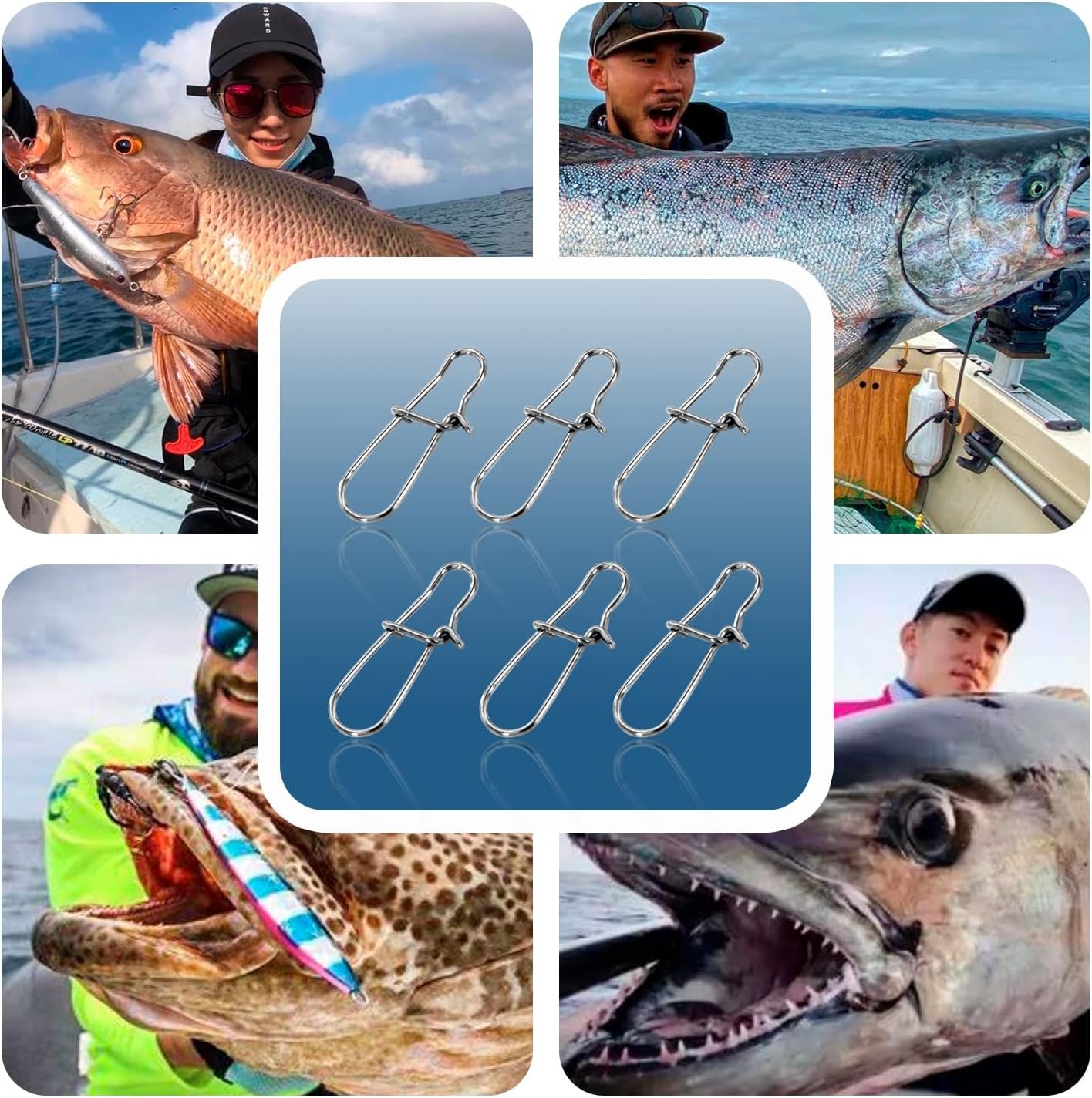 100 Pack Fishing Duo Lock Snap Fishing Snaps and Clips Freshwater Saltwater Fishing Gear Hooked Snap Speed Clips Fishing Lures Connector Quick Change Fishing Snap