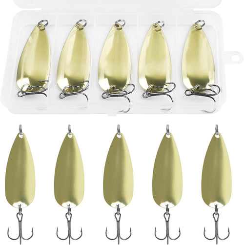 AGOOL Gold Casting and Jigging Spoons 3/8 oz, 5-Pack