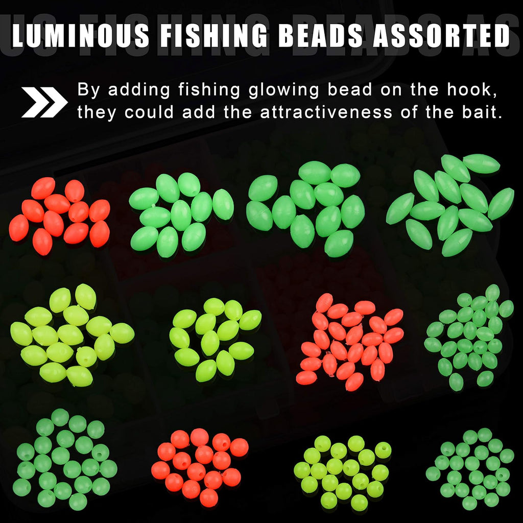Soft Fishing Beads Assortment Kit,1000Pcs Glow Beads Fishing Bait Eggs Luminous Oval round Plastic Rig Beads Fishing Tackle Saltwater for Steelhead Trout