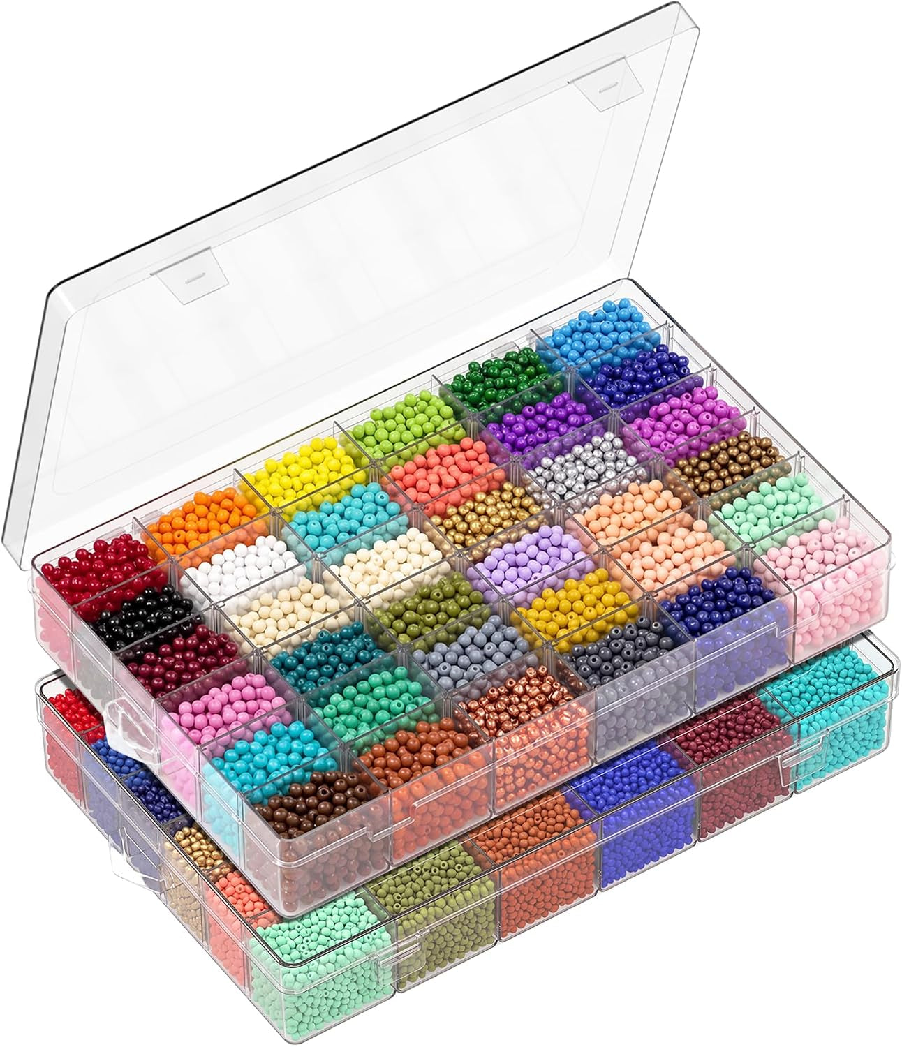 2 Pack 36 Grids Plastic Organizer Box with Dividers, 10.9 X 6.9 X 1.8 in | Large Storage Capacity, Adjustable, Sturdy Plastic, Versatile, for Bead Craft Jewelry Fishing Tackles Storage