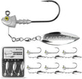 6-Pack Underspin Jig Heads with 100% Brass Blade (Never Rust) - 3/16Oz, 1/4Oz, 3/8Oz, 1/2Oz - Bass & Saltwater Fishing