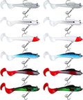 Fishing Lures Soft Plastic Lures for Bass Jig Head Swimbait Lifelike Soft Plastic Baits Tackle Kit for Saltwater and Freshwater, Multicolor