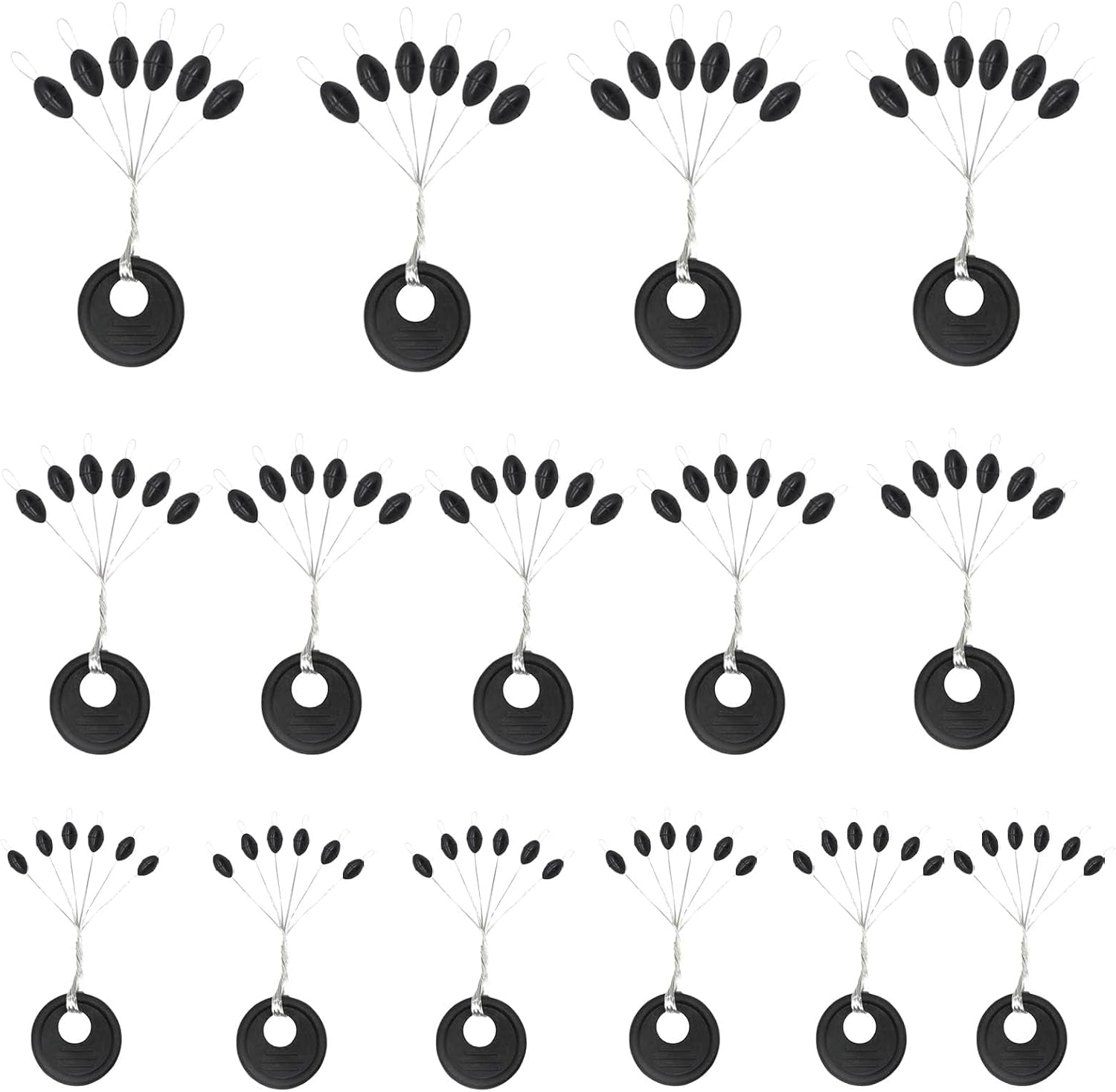 900PCS 6 in 1 Rubber Bobber Stops for Fishing Line Tough Tear-Resistant Bobber Stopper Tight Slip-Proof Stops L M and S Size Universal Tackle for Freshwater Saltwater Anglers Float Stop Kit (Black)