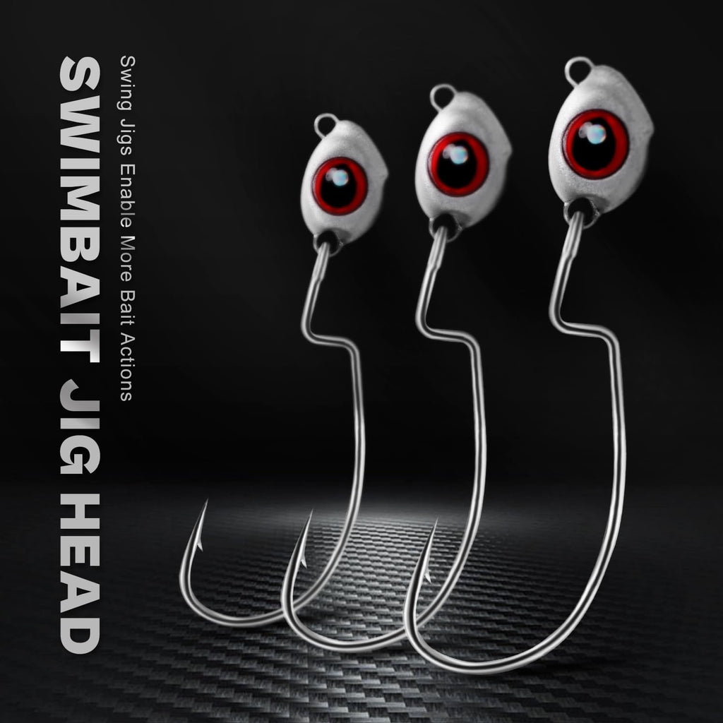 OJY&DOIIIY Fish Eye Swimbait Jig Heads, 12/20 Pack Weighted Hooks for Texas Rig or Ned Rig Fishing 1/8 3/16 1/4 3/8 Oz