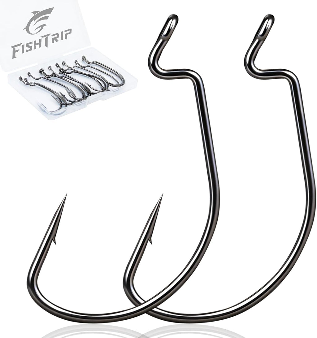 50/100/120Pcs EWG Hooks for Bass Fishing Hooks, Extra Wide Gap Offset Worm Hook Texas Rig Fish Hooks for Bass Trout Freshwater Saltwater #4 #2 #1 1/0 2/0 3/0 4/0 5/0