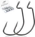 50/100/120Pcs EWG Hooks for Bass Fishing Hooks, Extra Wide Gap Offset Worm Hook Texas Rig Fish Hooks for Bass Trout Freshwater Saltwater #4 #2 #1 1/0 2/0 3/0 4/0 5/0